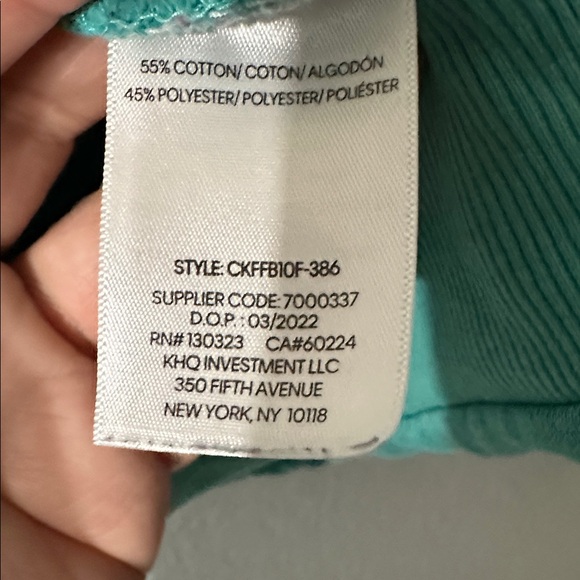 Calvin Klein Teal Hoodie Cotton Logo Size M 10/12 Kids - Picture 6 of 9